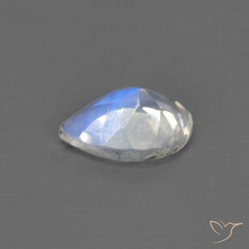 Piedra lunar arcoíris Blanco azulado natural de 0.64 ct, En forma de pera, Transparente