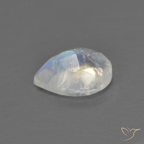 Piedra lunar arcoíris Blanco azulado natural de 0.73 ct, En forma de pera, Transparente
