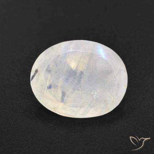 3.12ct Natural Blanco azulado Piedra lunar arcoíris, Ovalada, Translúcido