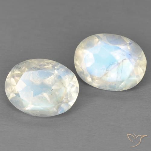 3.96ctw Natural Blanco azulado Piedra lunar arcoíris, Ovalada, Transparente