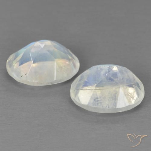 Gemas de Piedra lunar arcoíris Blanco azulado natural de 3.96 ct, Ovalada, Transparente