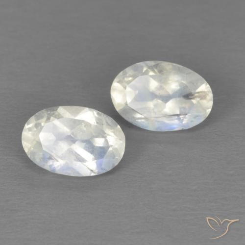 1.02ctw Natural Blanco azulado Piedra lunar arcoíris, Ovalada, Transparente