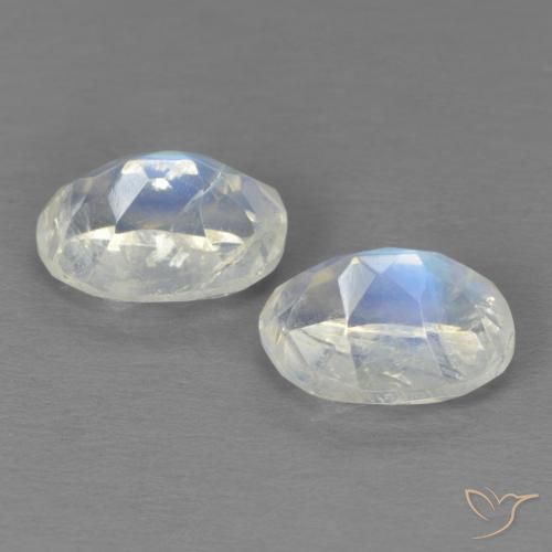 Gemas de Piedra lunar arcoíris Blanco azulado natural de 2.87 ct, Ovalada, Transparente