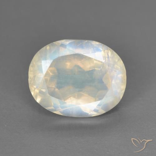 2.81ct Natural Blanco azulado Piedra lunar arcoíris, Ovalada, Transparente