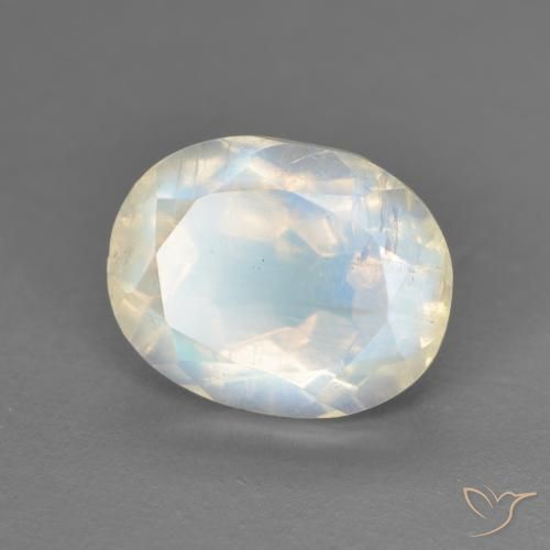 Piedra lunar arcoíris Blanco azulado natural de 2.81 ct, Ovalada, Transparente