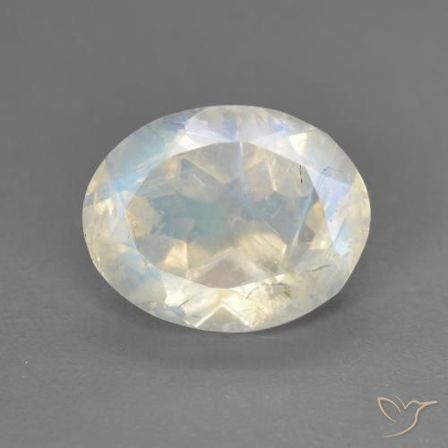 2.42ct Natural Blanco azulado Piedra lunar arcoíris, Ovalada, Transparente