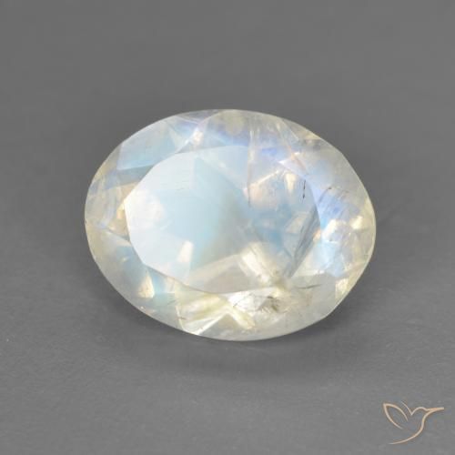 Piedra lunar arcoíris Blanco azulado natural de 2.42 ct, Ovalada, Transparente