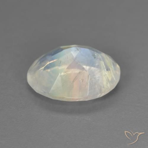 Piedra lunar arcoíris Blanco azulado natural de 2.42 ct, Ovalada, Transparente