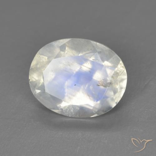 2.71ct Natural Blanco azulado Piedra lunar arcoíris, Ovalada, Transparente
