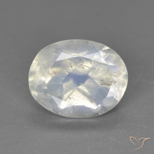 Piedra lunar arcoíris Blanco azulado natural de 2.71 ct, Ovalada, Transparente