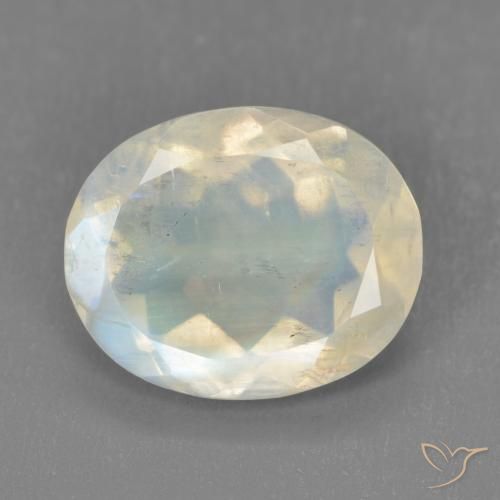 3.11ct Natural Blanco azulado Piedra lunar arcoíris, Ovalada, Transparente