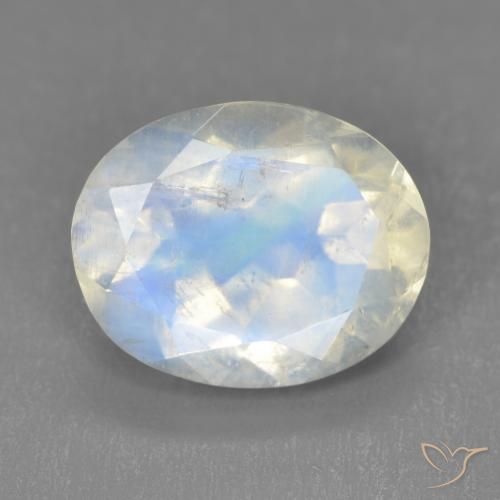3.32ct Natural Blanco azulado Piedra lunar arcoíris, Ovalada, Transparente