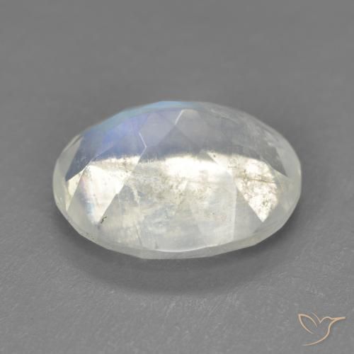 Piedra lunar arcoíris Blanco azulado natural de 3.32 ct, Ovalada, Transparente