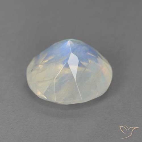 Piedra lunar arcoíris Blanco azulado natural de 3.50 ct, Redondo, Transparente
