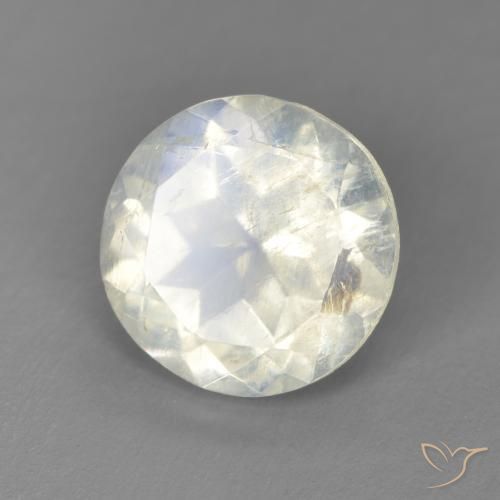 2.55ct Natural Blanco azulado Piedra lunar arcoíris, Redondo, Transparente