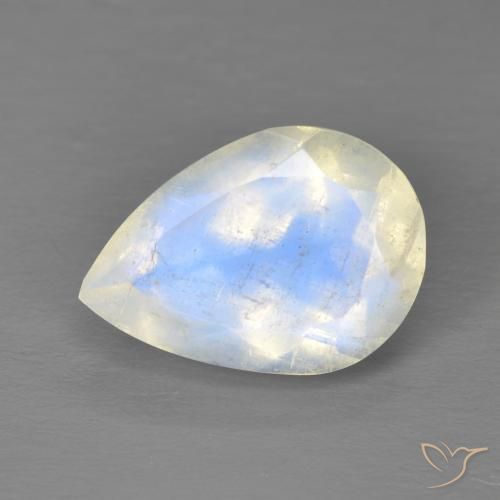 4.87ct Natural Blanco azulado Piedra lunar arcoíris, En forma de pera, Transparente