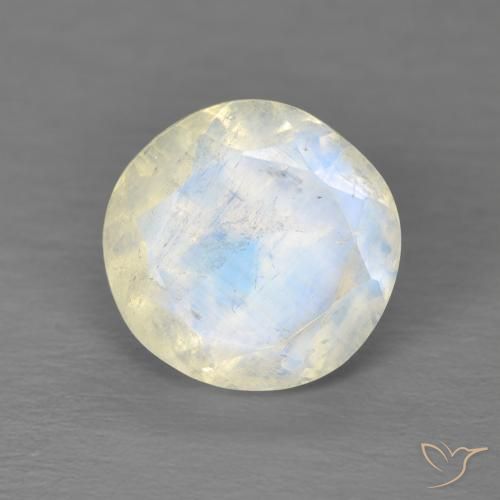 2.03ct Natural Blanco azulado Piedra lunar arcoíris, Redondo, Transparente