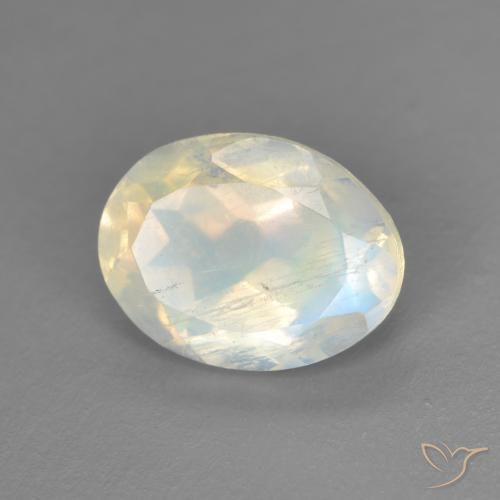 1.74ct Natural Blanco azulado Piedra lunar arcoíris, Ovalada, Transparente