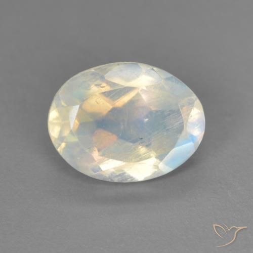 Piedra lunar arcoíris Blanco azulado natural de 1.74 ct, Ovalada, Transparente