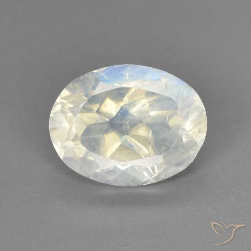 1.92ct Natural Blanco azulado Piedra lunar arcoíris, Ovalada, Transparente