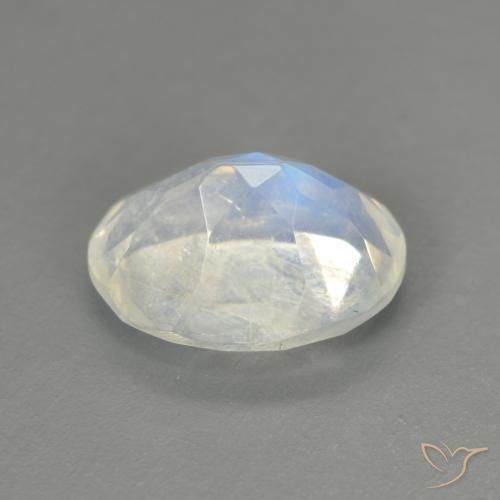Piedra lunar arcoíris Blanco azulado natural de 1.92 ct, Ovalada, Transparente