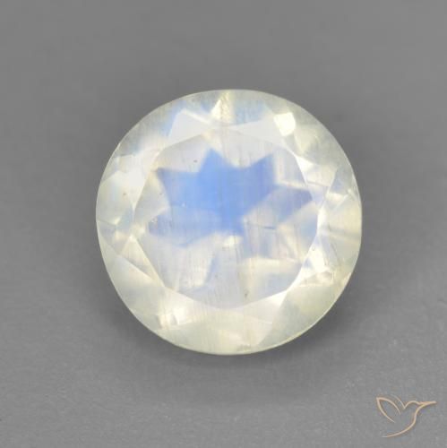 1.90ct Natural Blanco azulado Piedra lunar arcoíris, Redondo, Transparente