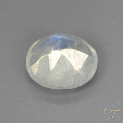 Piedra lunar arcoíris Blanco azulado natural de 1.90 ct, Redondo, Transparente