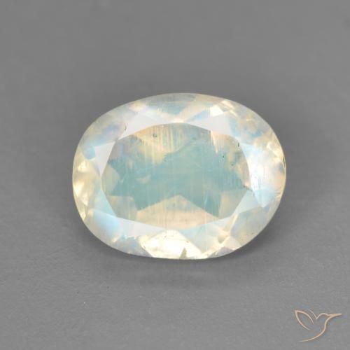 1.64ct Natural Blanco azulado Piedra lunar arcoíris, Ovalada, Transparente