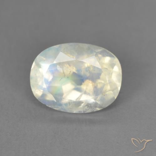 1.47ct Natural Blanco azulado Piedra lunar arcoíris, Ovalada, Transparente
