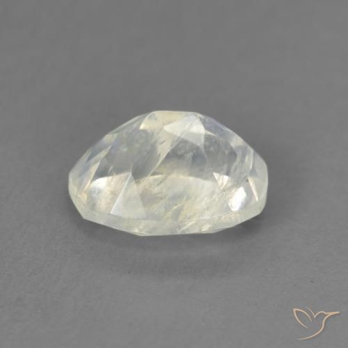 Piedra lunar arcoíris Blanco azulado natural de 1.47 ct, Ovalada, Transparente
