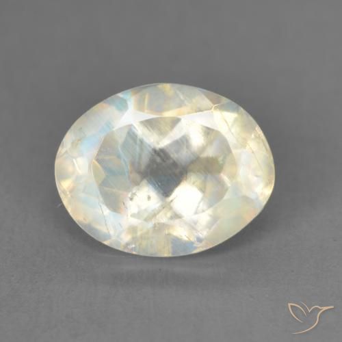 1.91ct Natural Blanco azulado Piedra lunar arcoíris, Ovalada, Transparente