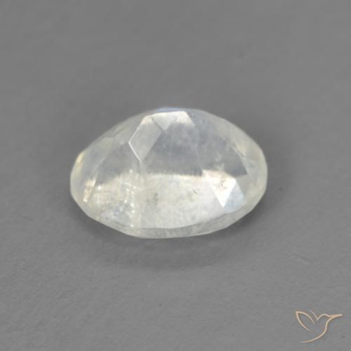 Piedra lunar arcoíris Blanco azulado natural de 1.30 ct, Ovalada, Transparente