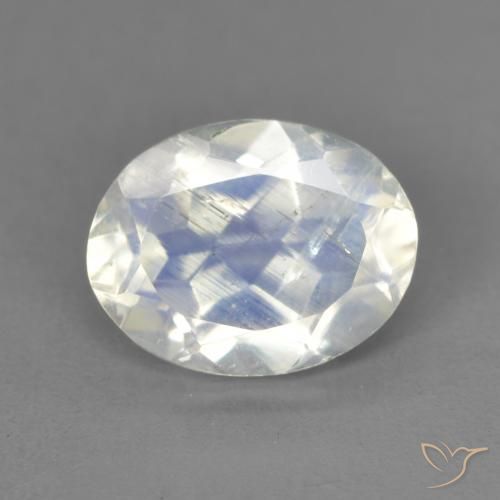 1.84ct Natural Blanco azulado Piedra lunar arcoíris, Ovalada, Transparente