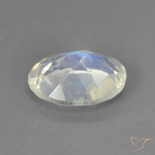 Piedra lunar arcoíris Blanco azulado natural de 1.62 ct, Ovalada, Transparente