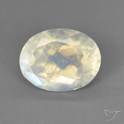 1.94ct Natural Blanco azulado Piedra lunar arcoíris, Ovalada, Transparente