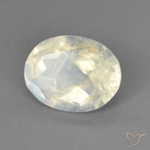 Piedra lunar arcoíris Blanco azulado natural de 1.94 ct, Ovalada, Transparente