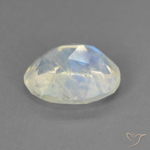 Piedra lunar arcoíris Blanco azulado natural de 1.94 ct, Ovalada, Transparente