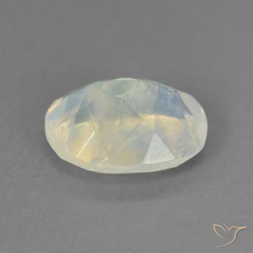 Piedra lunar arcoíris Blanco azulado natural de 1.82 ct, Ovalada, Transparente