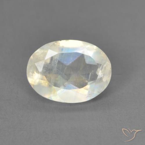 1.21ct Natural Blanco azulado Piedra lunar arcoíris, Ovalada, Transparente