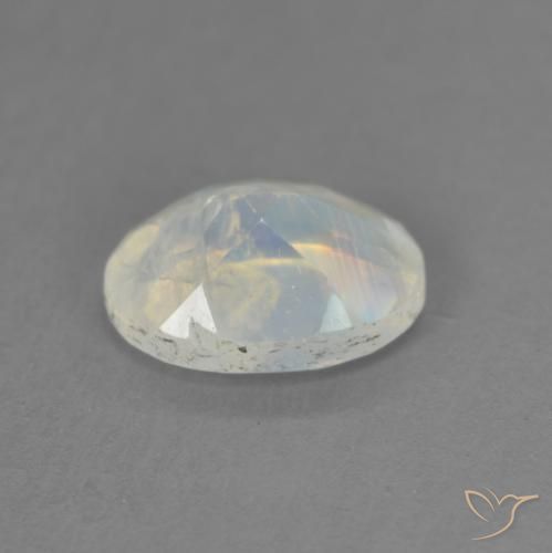 Piedra lunar arcoíris Blanco azulado natural de 1.21 ct, Ovalada, Transparente