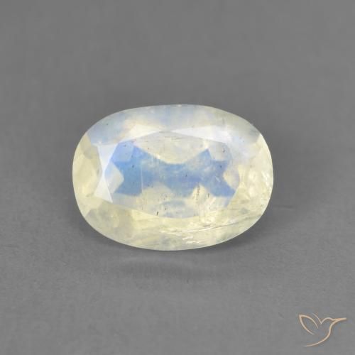 1.25ct Natural Blanco azulado Piedra lunar arcoíris, Ovalada, Transparente