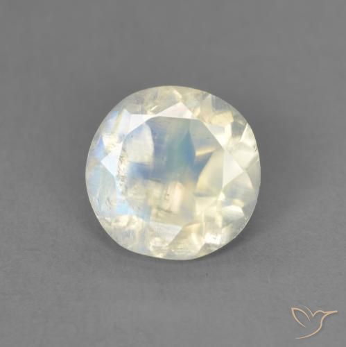 1.19ct Natural Blanco azulado Piedra lunar arcoíris, Redondo, Transparente
