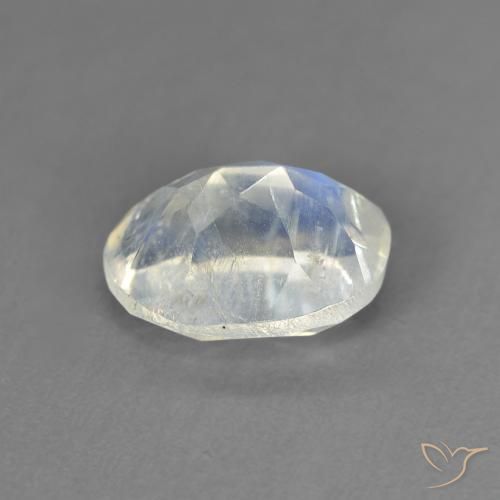 Piedra lunar arcoíris Blanco azulado natural de 1.44 ct, Ovalada, Transparente