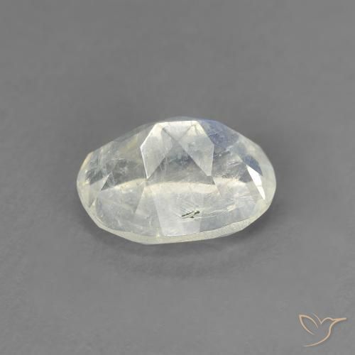 Piedra lunar arcoíris Blanco azulado natural de 1.33 ct, Ovalada, Transparente