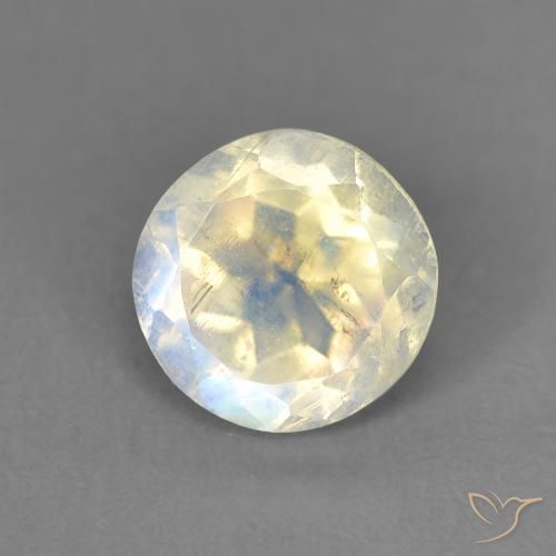 1.41ct Natural Blanco azulado Piedra lunar arcoíris, Redondo, Transparente