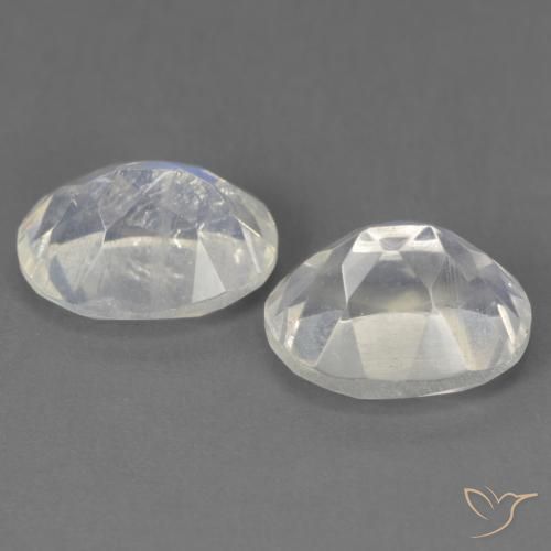 Gemas de Piedra lunar arcoíris Blanco azulado natural de 3.87 ct, Ovalada, Transparente