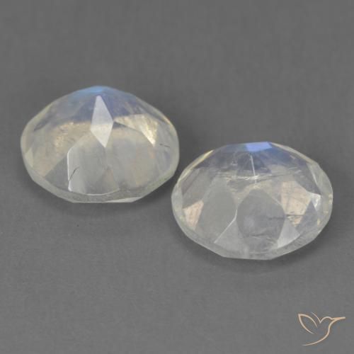 Gemas de Piedra lunar arcoíris Blanco azulado natural de 2.53 ct, Redondo, Transparente