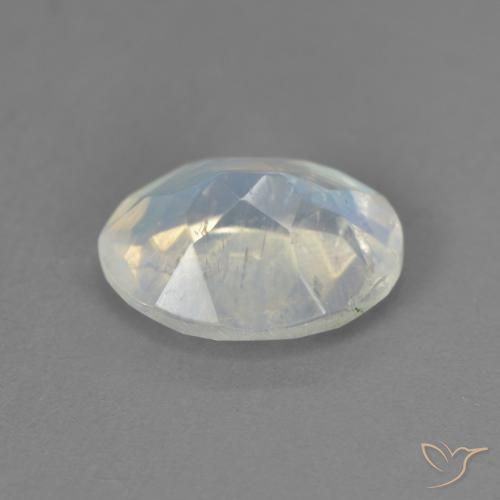 Piedra lunar arcoíris Blanco azulado natural de 1.75 ct, Ovalada, Transparente