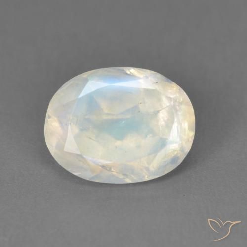 1.91ct Natural Blanco azulado Piedra lunar arcoíris, Ovalada, Transparente