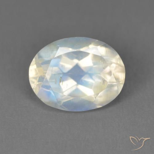 2.05ct Natural Blanco azulado Piedra lunar arcoíris, Ovalada, Transparente